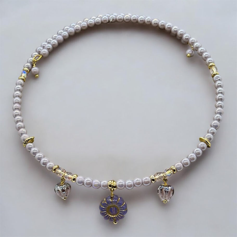 Beaded Choker - Soft Purple Blossom