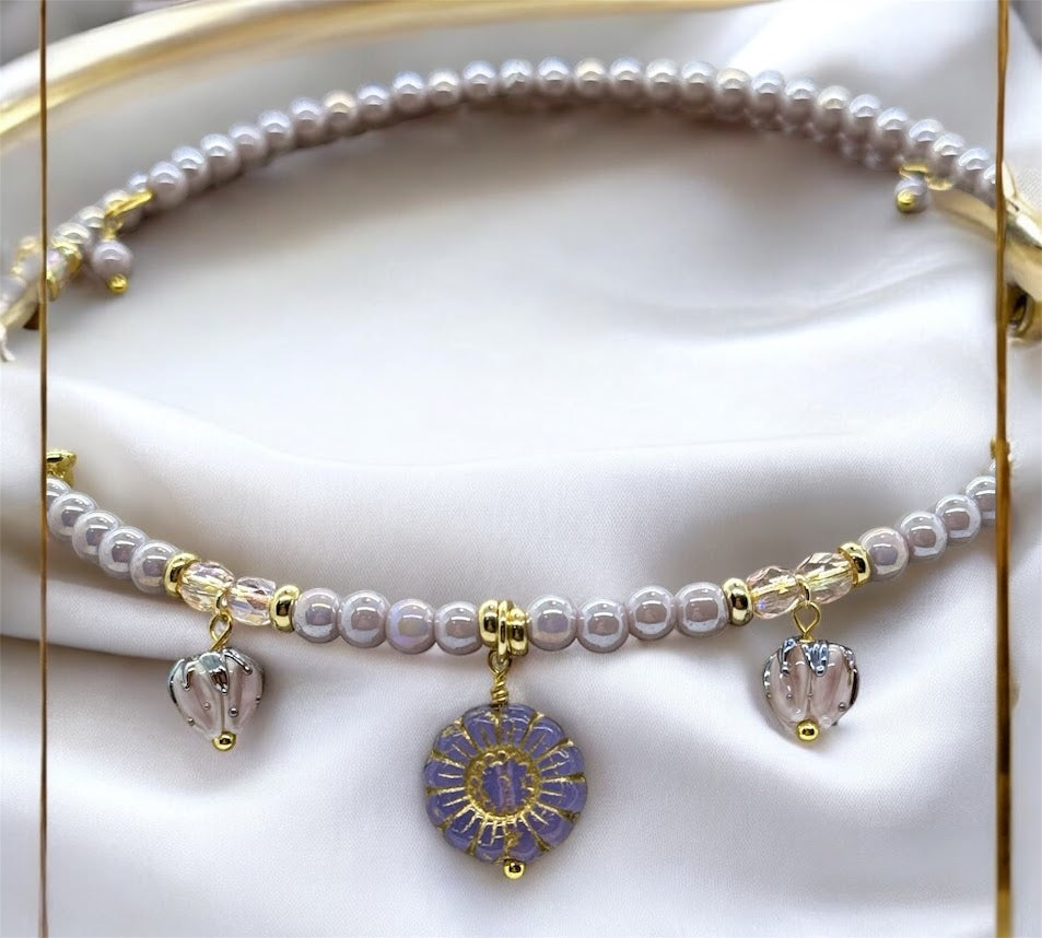 Beaded Choker - Soft Purple Blossom