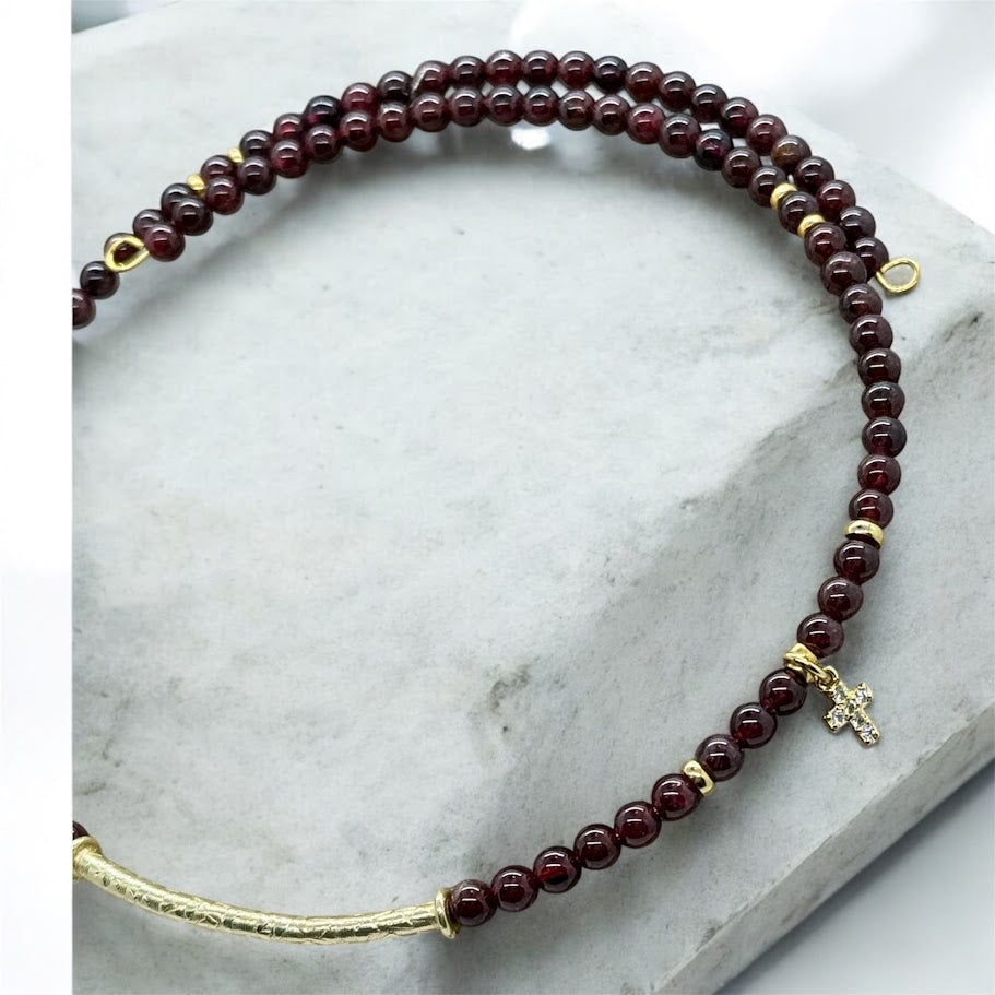 Beaded Choker - Garnet Allure