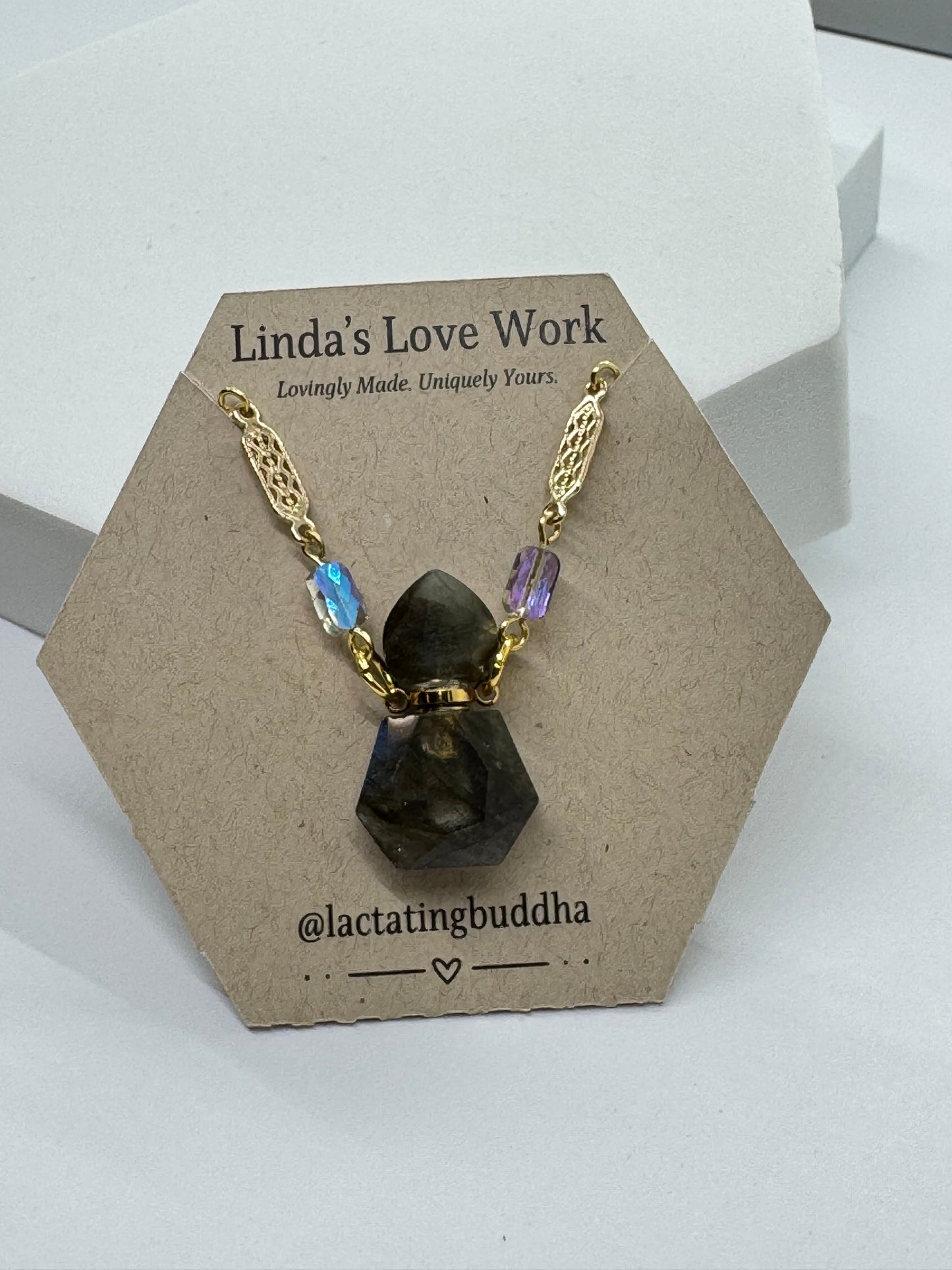 Jewelry with gemstones on a branded card