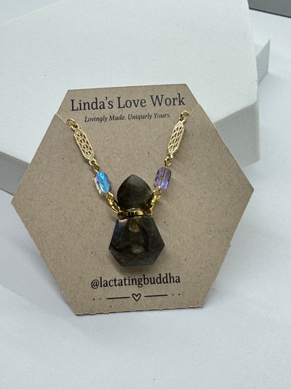 Jewelry with gemstones on a branded card