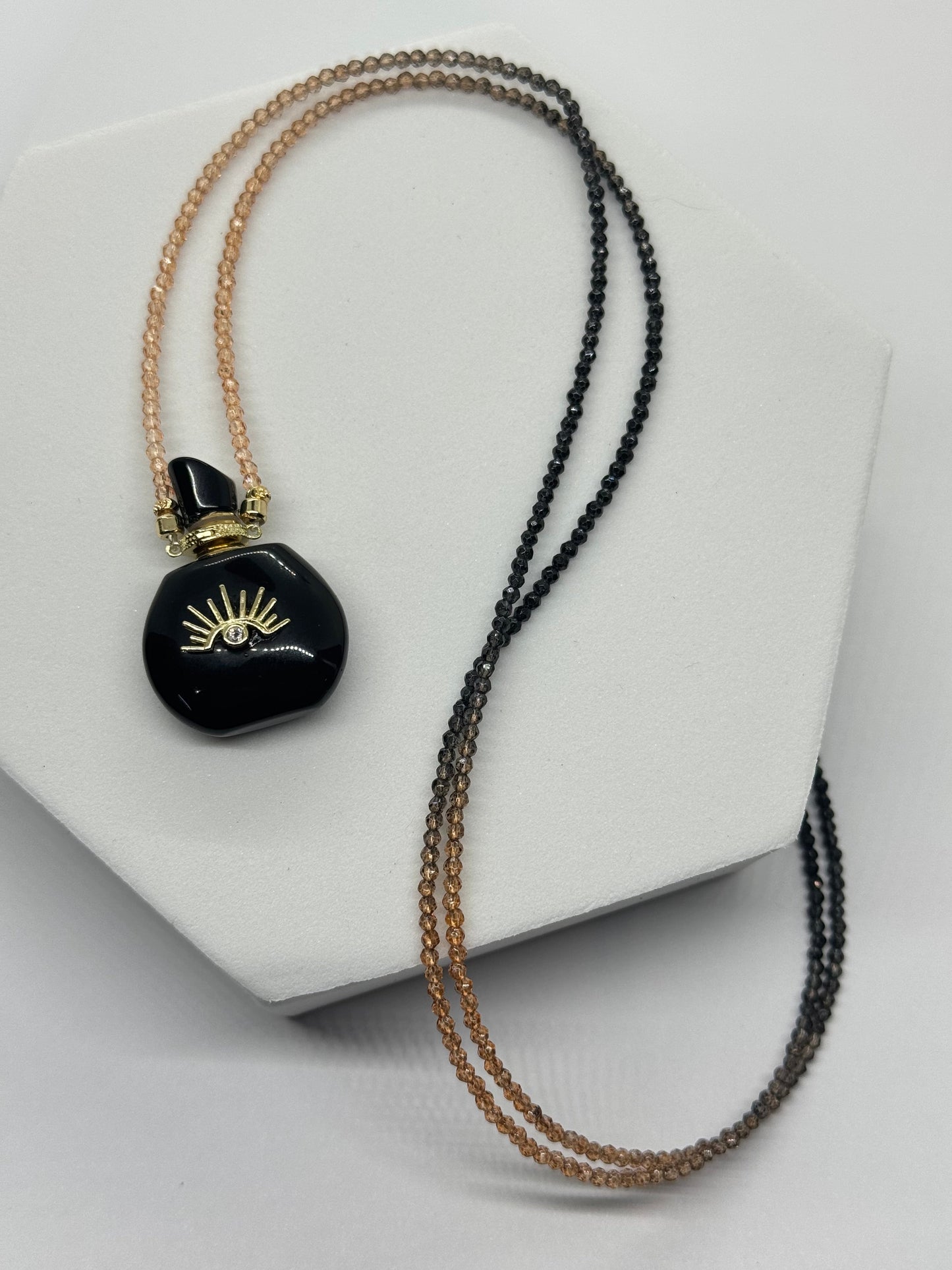 Obsidian Flame Bottle Necklace