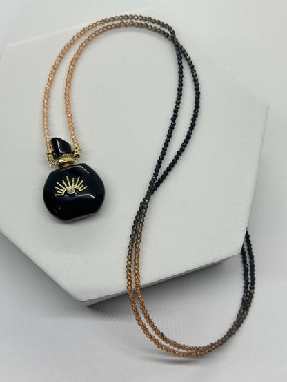 Obsidian Flame Bottle Necklace