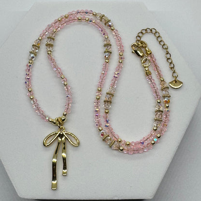 Ballerina Blush Bow Necklace