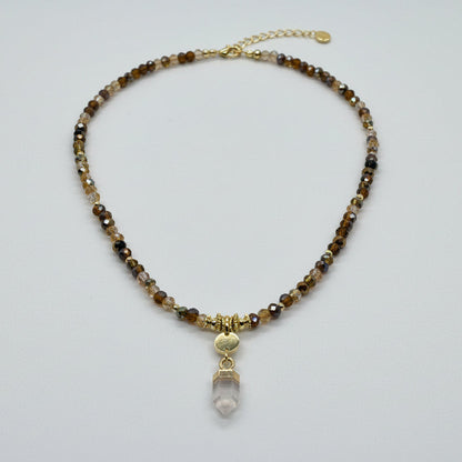 Mocha Glow Beaded Crystal Necklace