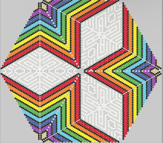 Colorful geometric pattern on a gray background