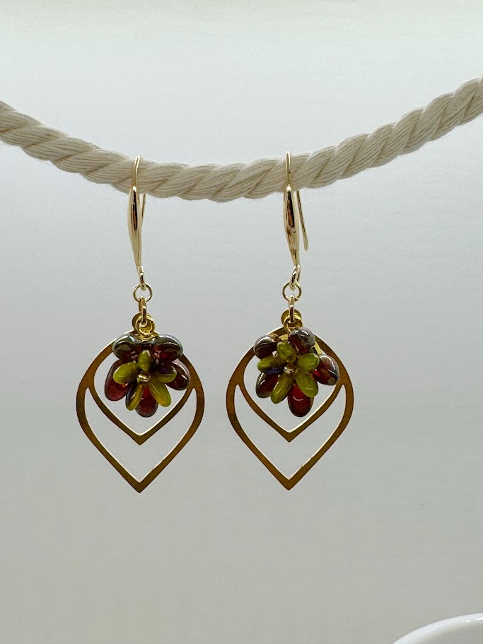 Various color options of Succulent Petal Earrings in earthy tones and metallic finishes, displayed side by side on a neutral surface.

